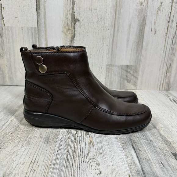 Easy Spirit Esactout Brown Leather Ankle Boots with Side Button Detail #321 - Picture 6 of 13